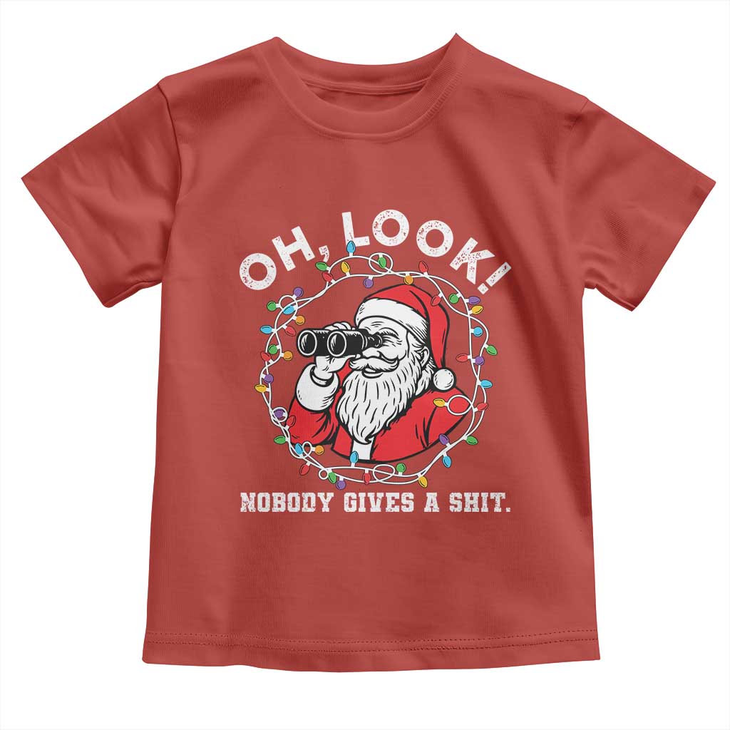 Funny Christmas Santa Oh Look Nobody Gives A Shit Toddler T Shirt TS11 Red Print Your Wear