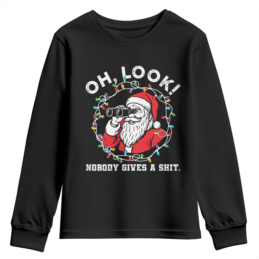 Funny Christmas Santa Oh Look Nobody Gives A Shit Youth Sweatshirt TS11 Black Print Your Wear