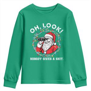 Funny Christmas Santa Oh Look Nobody Gives A Shit Youth Sweatshirt TS11 Irish Green Print Your Wear