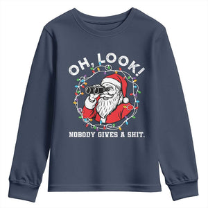 Funny Christmas Santa Oh Look Nobody Gives A Shit Youth Sweatshirt TS11 Navy Print Your Wear
