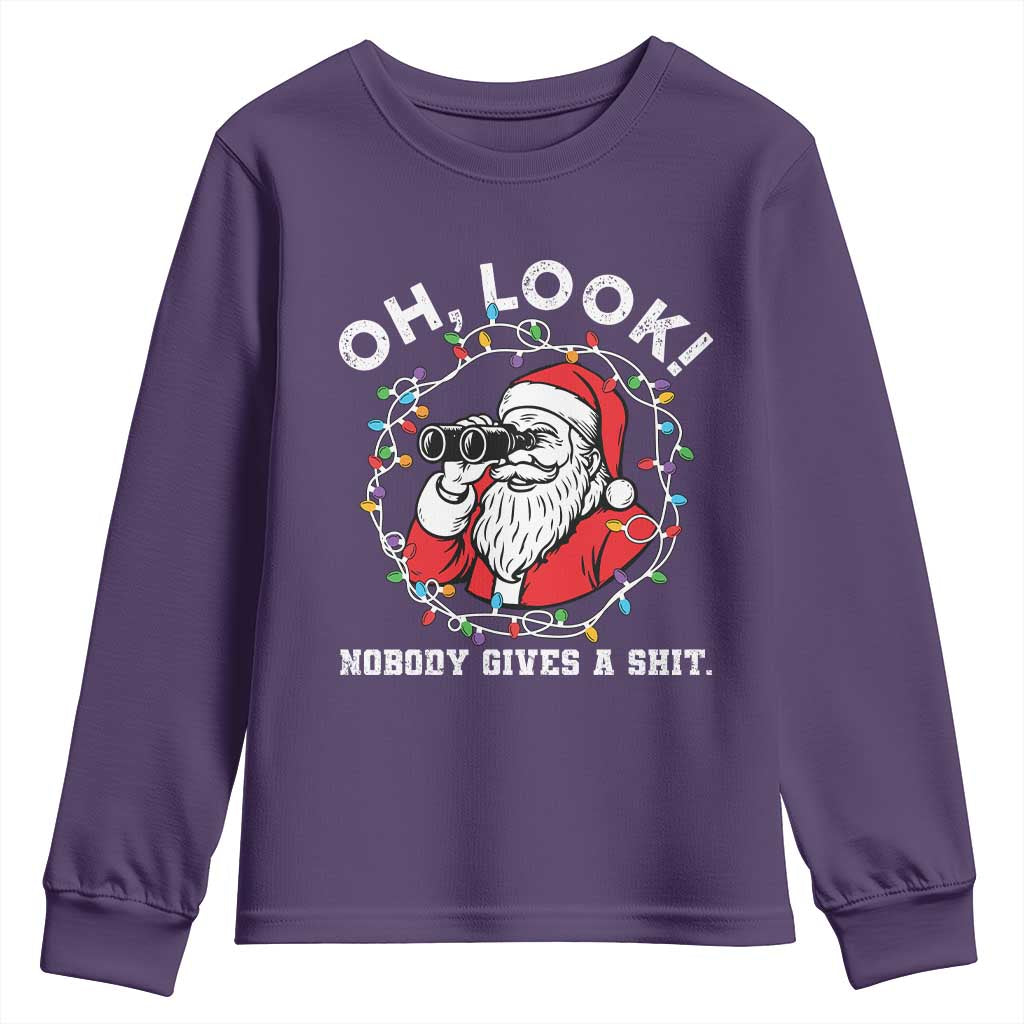 Funny Christmas Santa Oh Look Nobody Gives A Shit Youth Sweatshirt TS11 Purple Print Your Wear