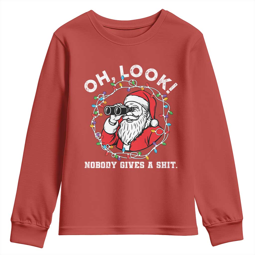 Funny Christmas Santa Oh Look Nobody Gives A Shit Youth Sweatshirt TS11 Red Print Your Wear