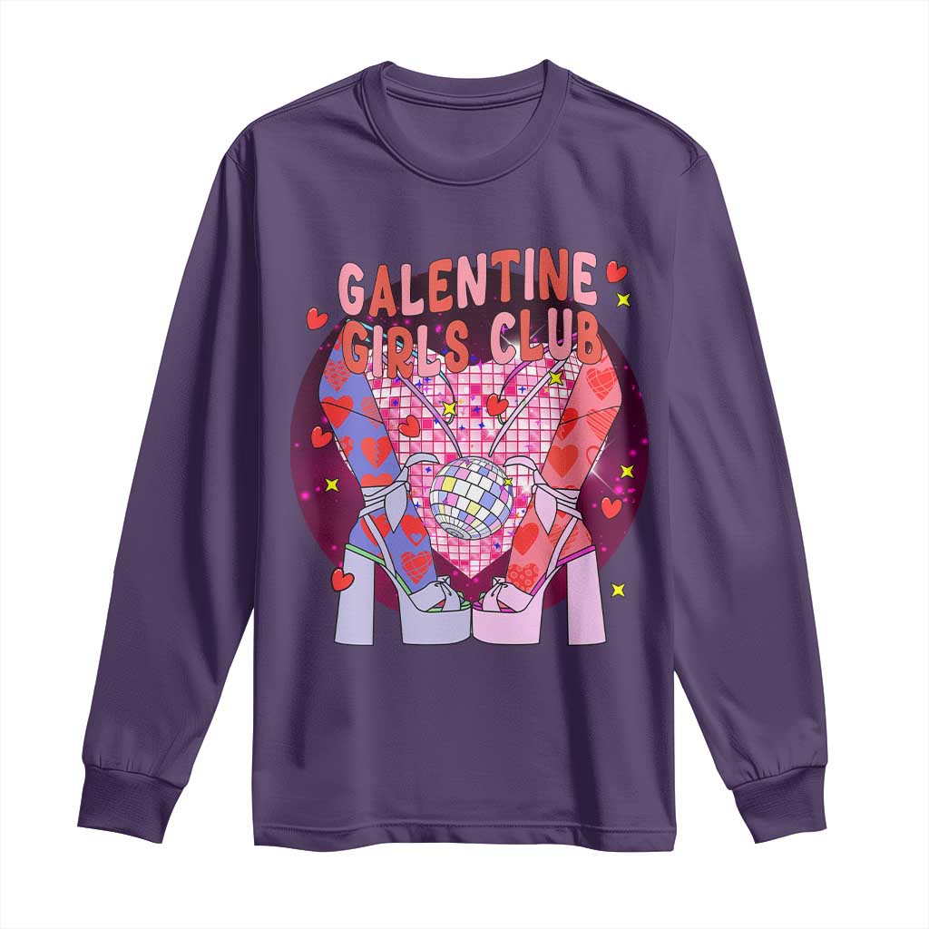 Funny Galentine Girls Club Long Sleeve Shirt Galentine's Day Chunky Heels Platform TS11 Purple Print Your Wear