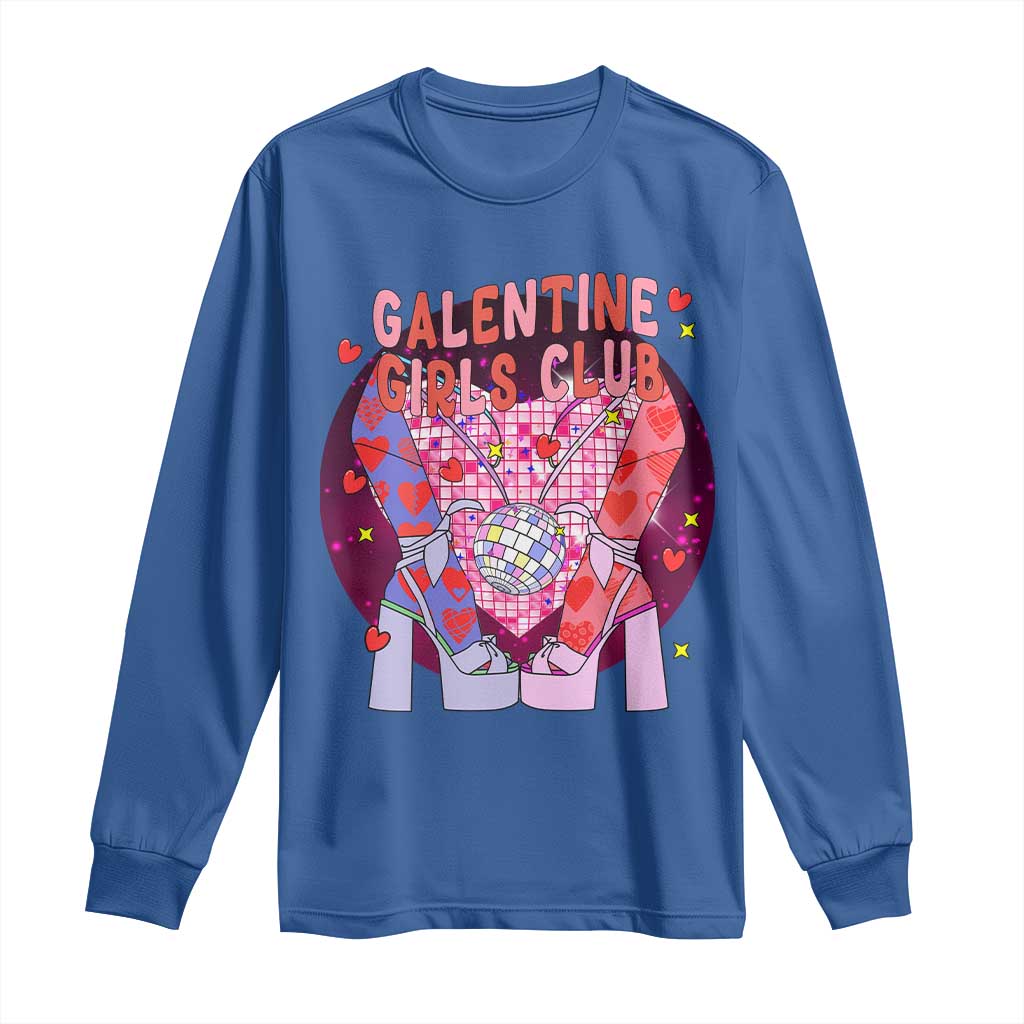 Funny Galentine Girls Club Long Sleeve Shirt Galentine's Day Chunky Heels Platform TS11 Royal Blue Print Your Wear