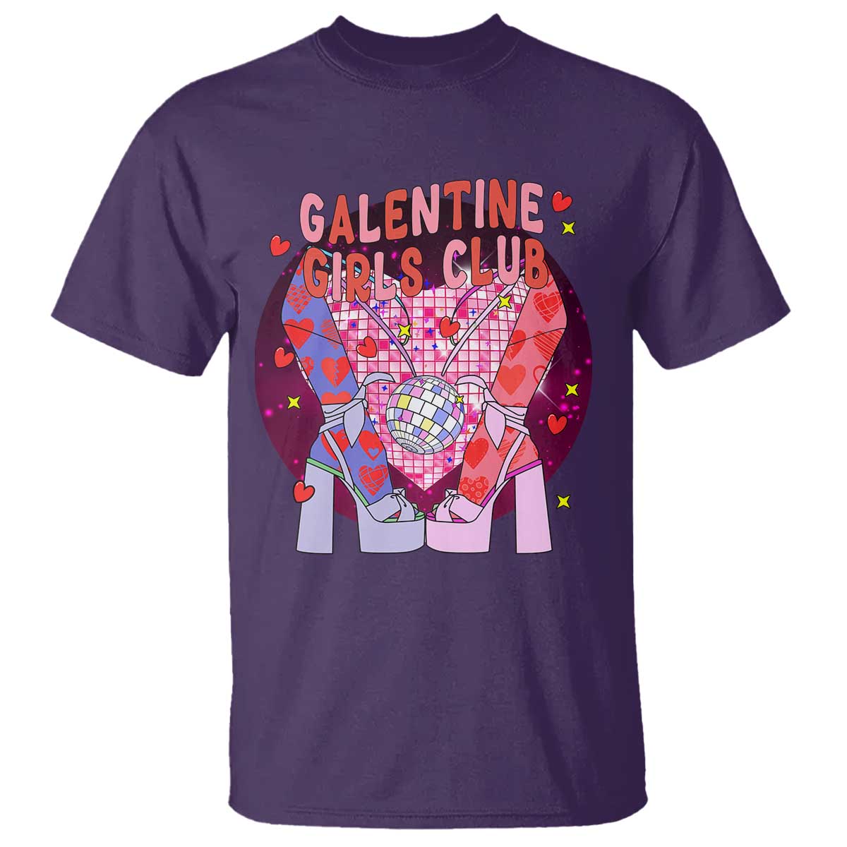 Funny Galentine Girls Club T Shirt Galentine's Day Chunky Heels Platform TS11 Purple Print Your Wear