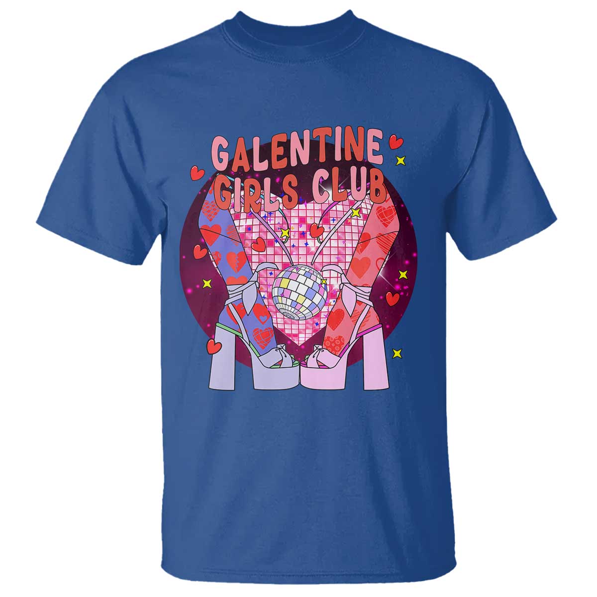 Funny Galentine Girls Club T Shirt Galentine's Day Chunky Heels Platform TS11 Royal Blue Print Your Wear