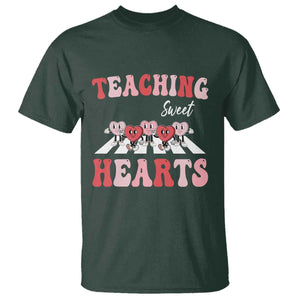 Funny Valentine's Day Teacher T Shirt Teaching Sweet Hearts Cute Student Hearts TS11 Dark Forest Green Print Your Wear