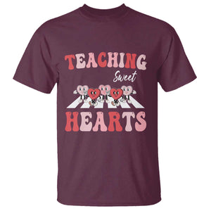 Funny Valentine's Day Teacher T Shirt Teaching Sweet Hearts Cute Student Hearts TS11 Maroon Print Your Wear