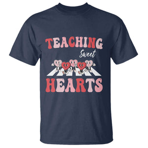 Funny Valentine's Day Teacher T Shirt Teaching Sweet Hearts Cute Student Hearts TS11 Navy Print Your Wear