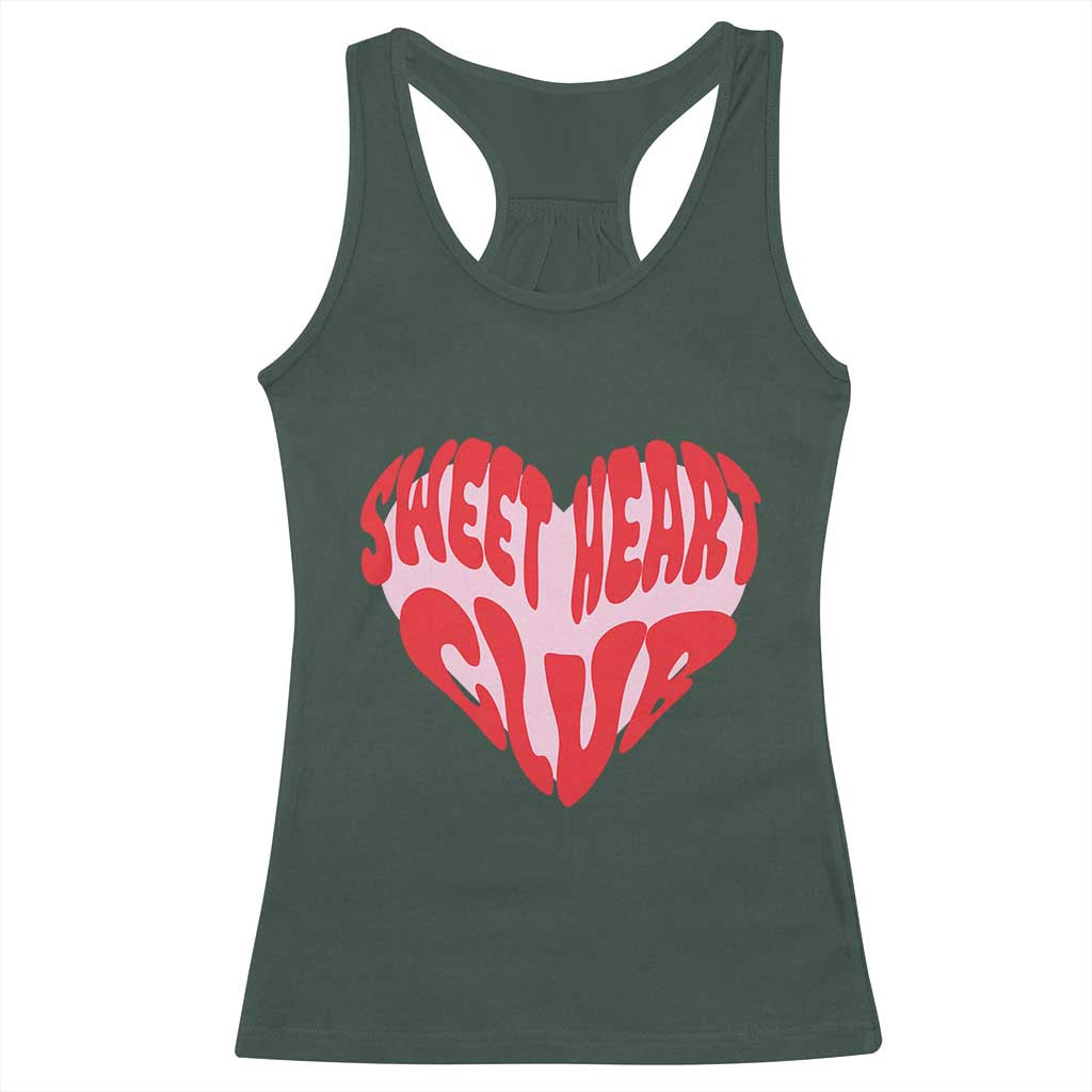 Funny Valentine's Day Sweet Heart Club Racerback Tank Top TS11 Dark Forest Green Print Your Wear