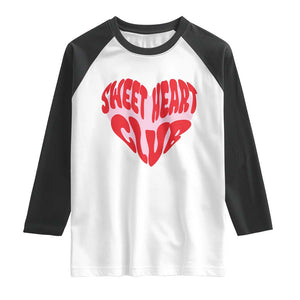 Funny Valentine's Day Sweet Heart Club Raglan Shirt TS11 White Black Print Your Wear
