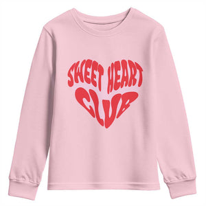 Funny Valentine's Day Sweet Heart Club Youth Sweatshirt TS11 Light Pink Print Your Wear