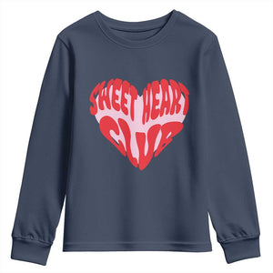Funny Valentine's Day Sweet Heart Club Youth Sweatshirt TS11 Navy Print Your Wear