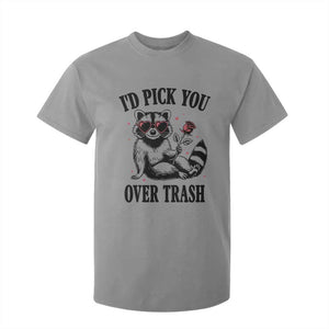 Funny Valentine's Day Racoon T Shirt For Kid I'd Pick You Over Trash Rose TS11 Sport Gray Print Your Wear
