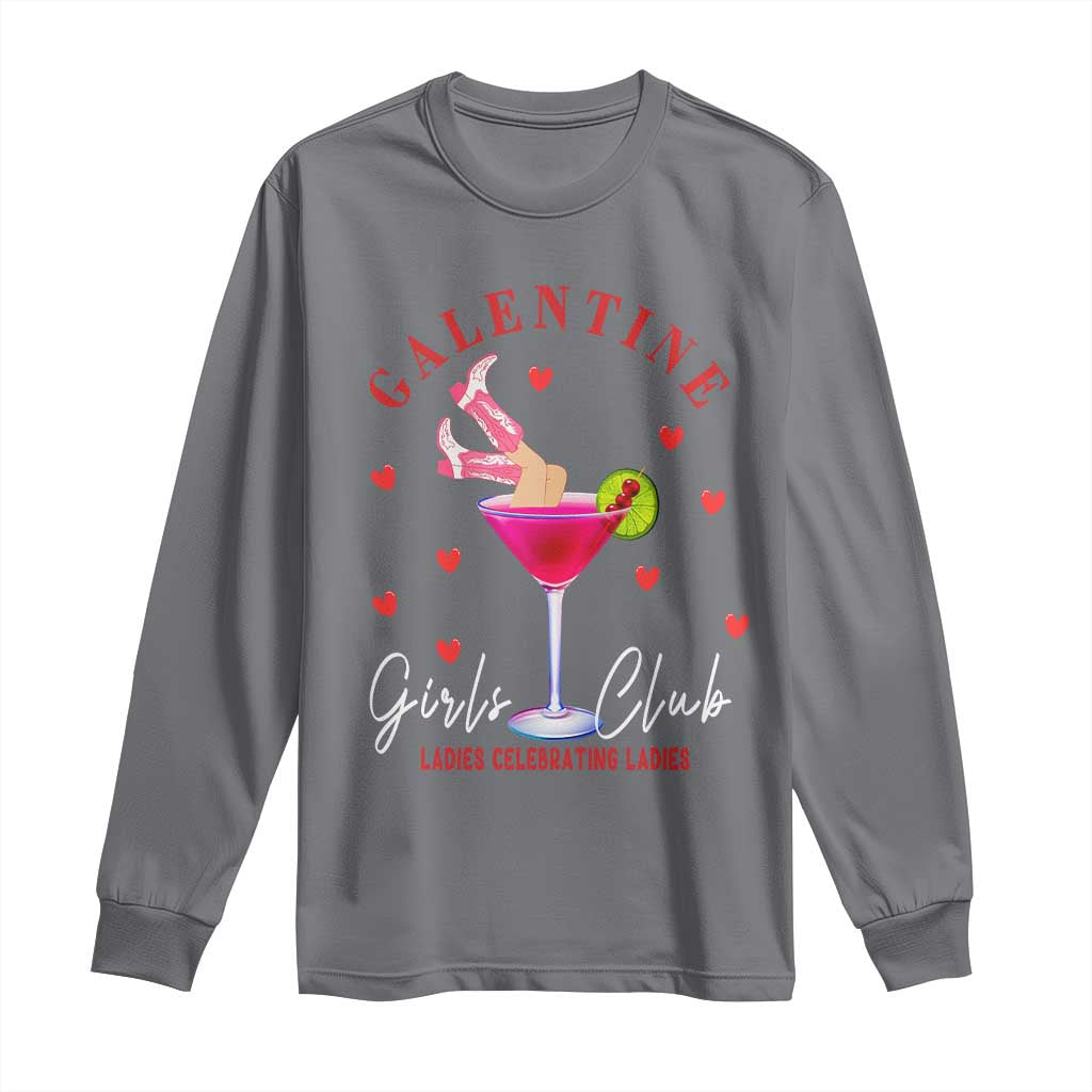 Funny Galentine's Day Long Sleeve Shirt Galentine Girls Club Ladies Celebrating Ladies TS11 Charcoal Print Your Wear