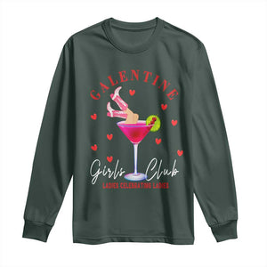Funny Galentine's Day Long Sleeve Shirt Galentine Girls Club Ladies Celebrating Ladies TS11 Dark Forest Green Print Your Wear