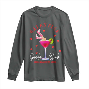 Funny Galentine's Day Long Sleeve Shirt Galentine Girls Club Ladies Celebrating Ladies TS11 Dark Heather Print Your Wear