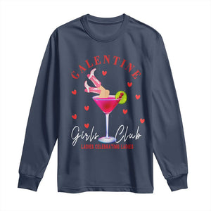 Funny Galentine's Day Long Sleeve Shirt Galentine Girls Club Ladies Celebrating Ladies TS11 Navy Print Your Wear
