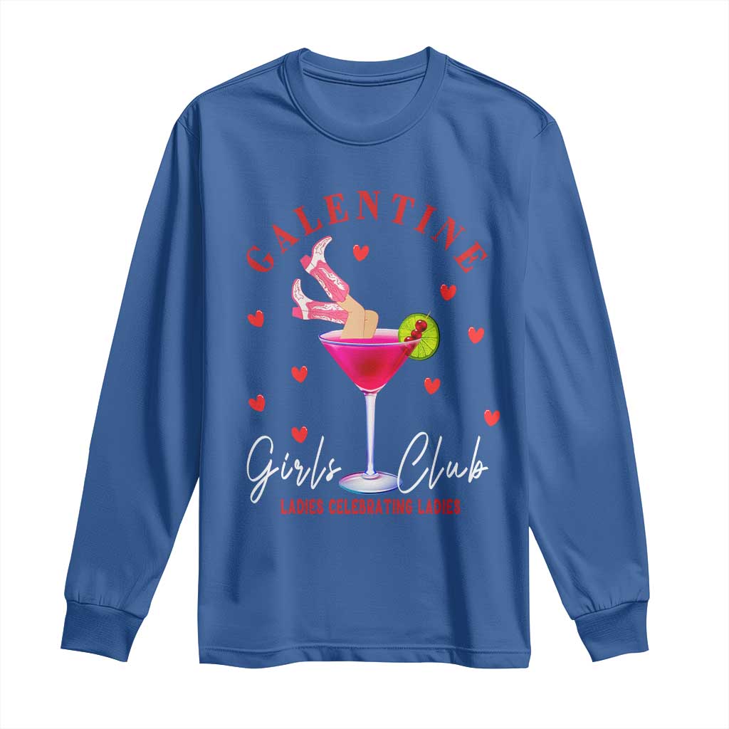 Funny Galentine's Day Long Sleeve Shirt Galentine Girls Club Ladies Celebrating Ladies TS11 Royal Blue Print Your Wear