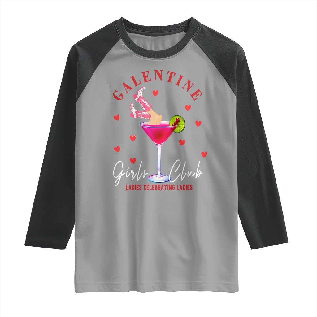 Funny Galentine's Day Raglan Shirt Galentine Girls Club Ladies Celebrating Ladies TS11 Sport Gray Black Print Your Wear