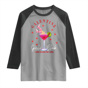 Funny Galentine's Day Raglan Shirt Galentine Girls Club Ladies Celebrating Ladies TS11 Sport Gray Black Print Your Wear