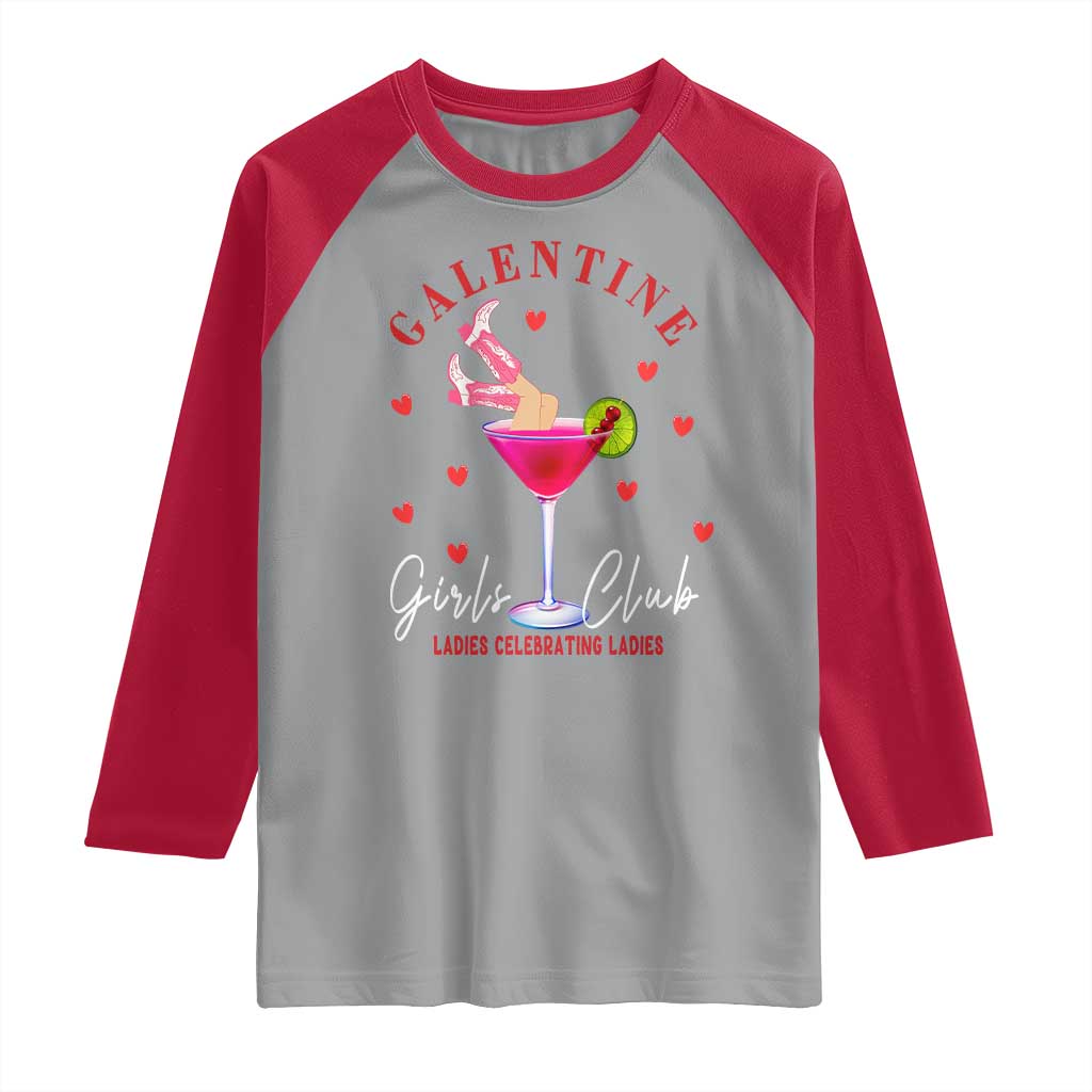 Funny Galentine's Day Raglan Shirt Galentine Girls Club Ladies Celebrating Ladies TS11 Sport Gray Red Print Your Wear