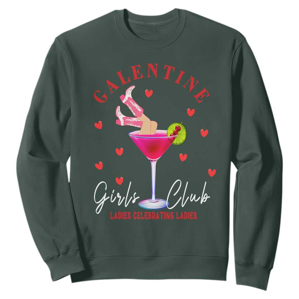 Funny Galentine's Day Sweatshirt Galentine Girls Club Ladies Celebrating Ladies TS11 Dark Forest Green Print Your Wear