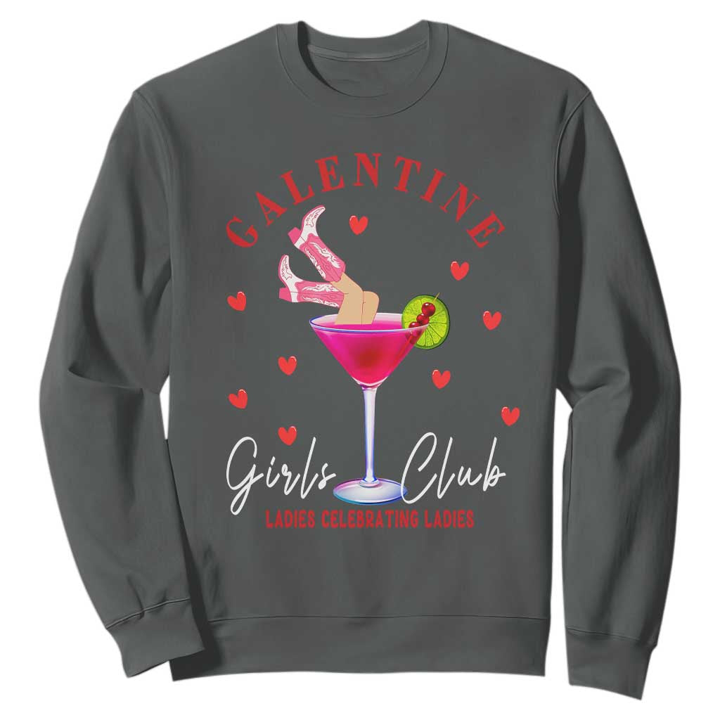 Funny Galentine's Day Sweatshirt Galentine Girls Club Ladies Celebrating Ladies TS11 Dark Heather Print Your Wear