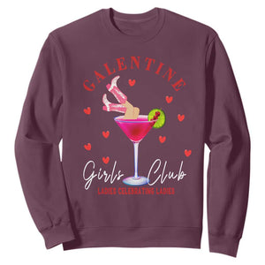 Funny Galentine's Day Sweatshirt Galentine Girls Club Ladies Celebrating Ladies TS11 Maroon Print Your Wear