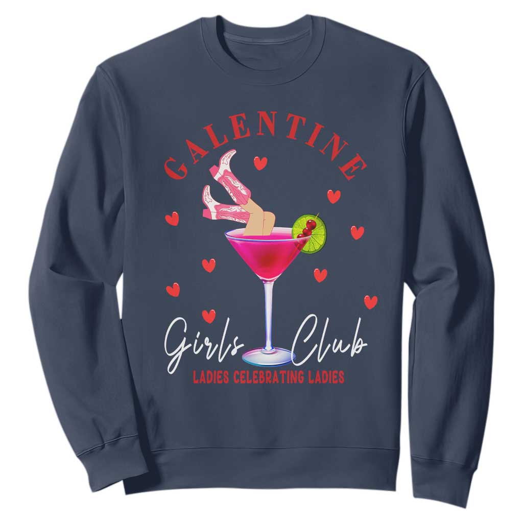 Funny Galentine's Day Sweatshirt Galentine Girls Club Ladies Celebrating Ladies TS11 Navy Print Your Wear