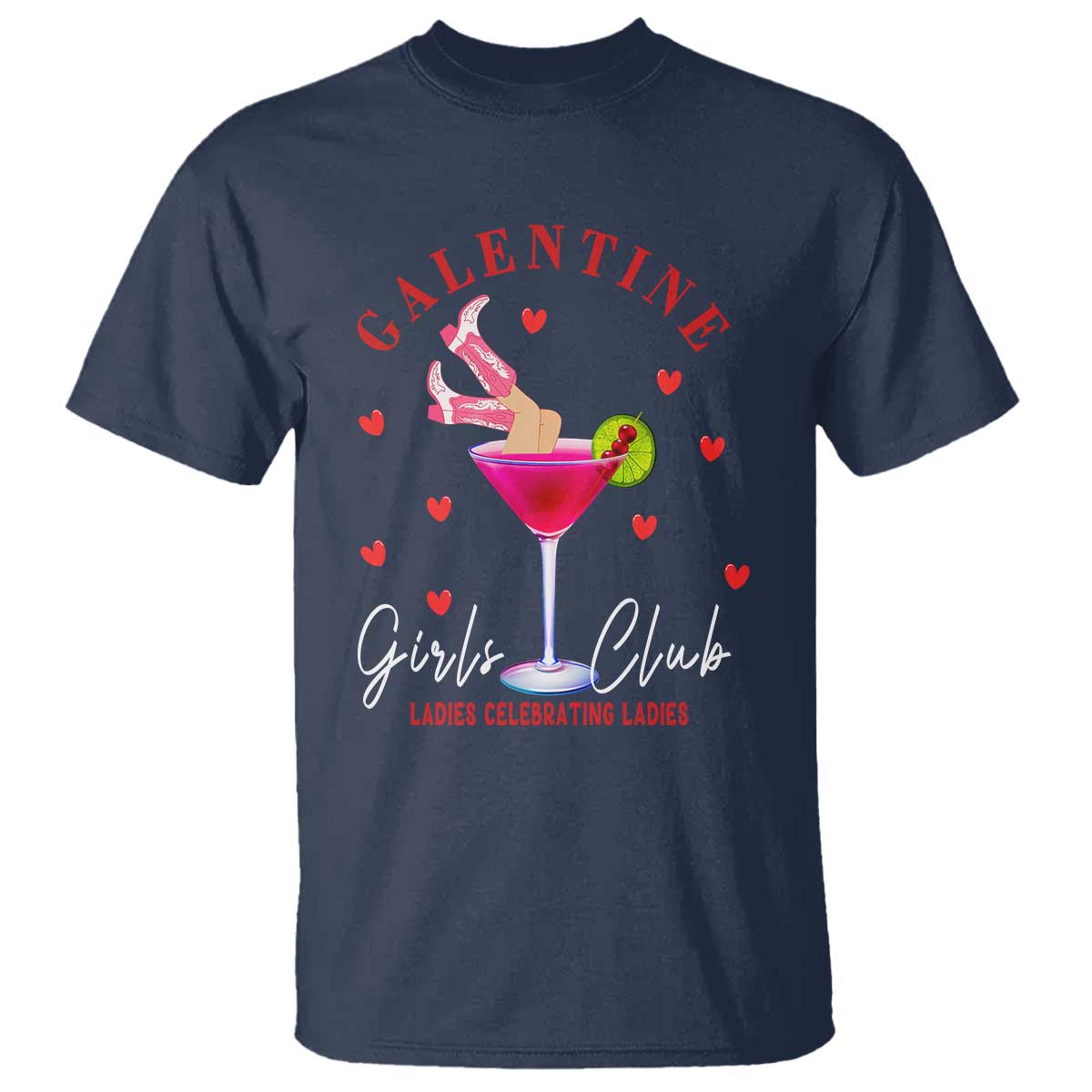 Funny Galentine's Day T Shirt Galentine Girls Club Ladies Celebrating Ladies TS11 Navy Print Your Wear