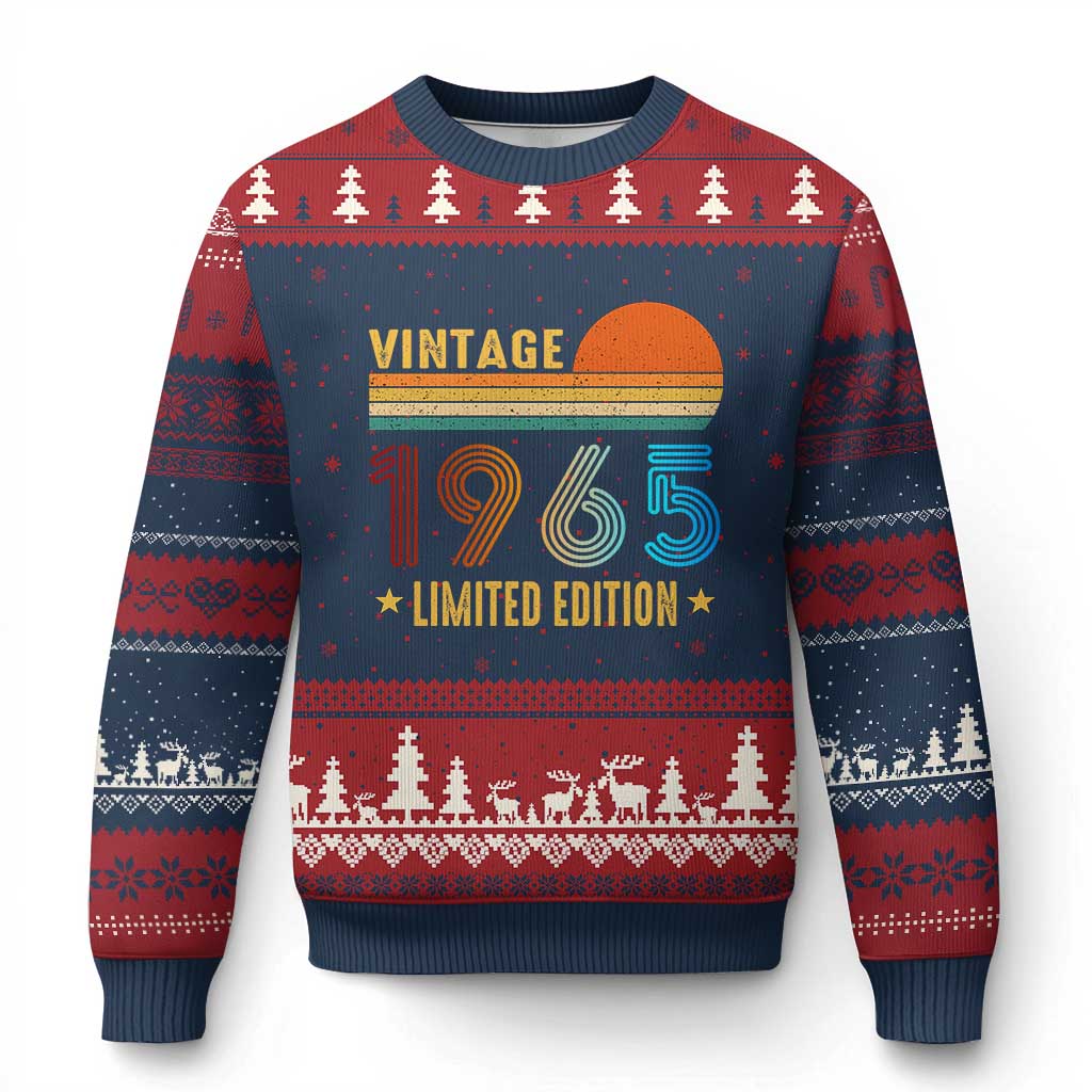 Funny Birthday Ugly Christmas Sweater Vintage 1965 Limited Edition Bday Party TS11 Navy Red Print Your Wear