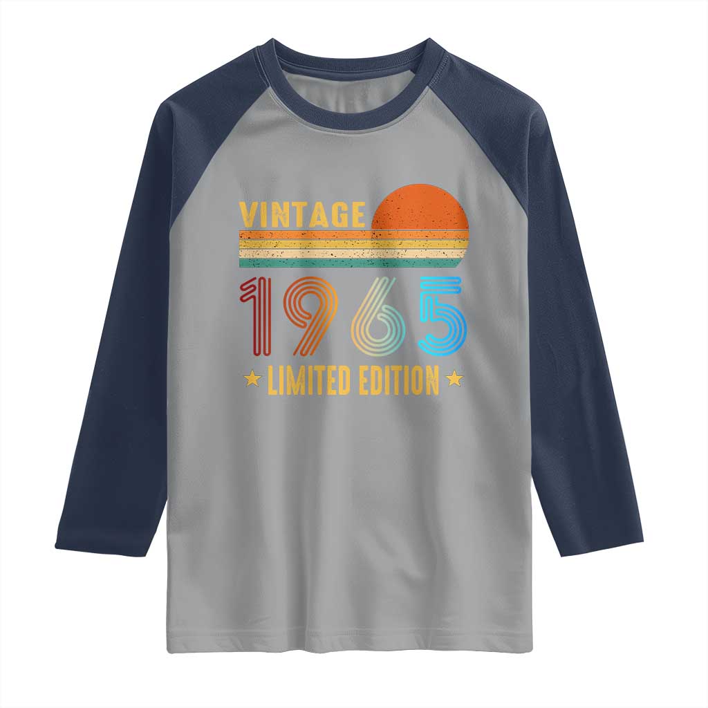 Funny Birthday Raglan Shirt Vintage 1965 Limited Edition Bday Party TS11 Sport Gray Navy Print Your Wear