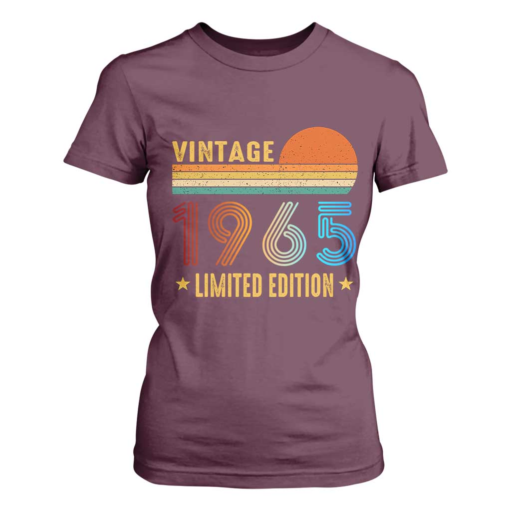 Funny Birthday T Shirt For Women Vintage 1965 Limited Edition Bday Party TS11 Maroon Print Your Wear