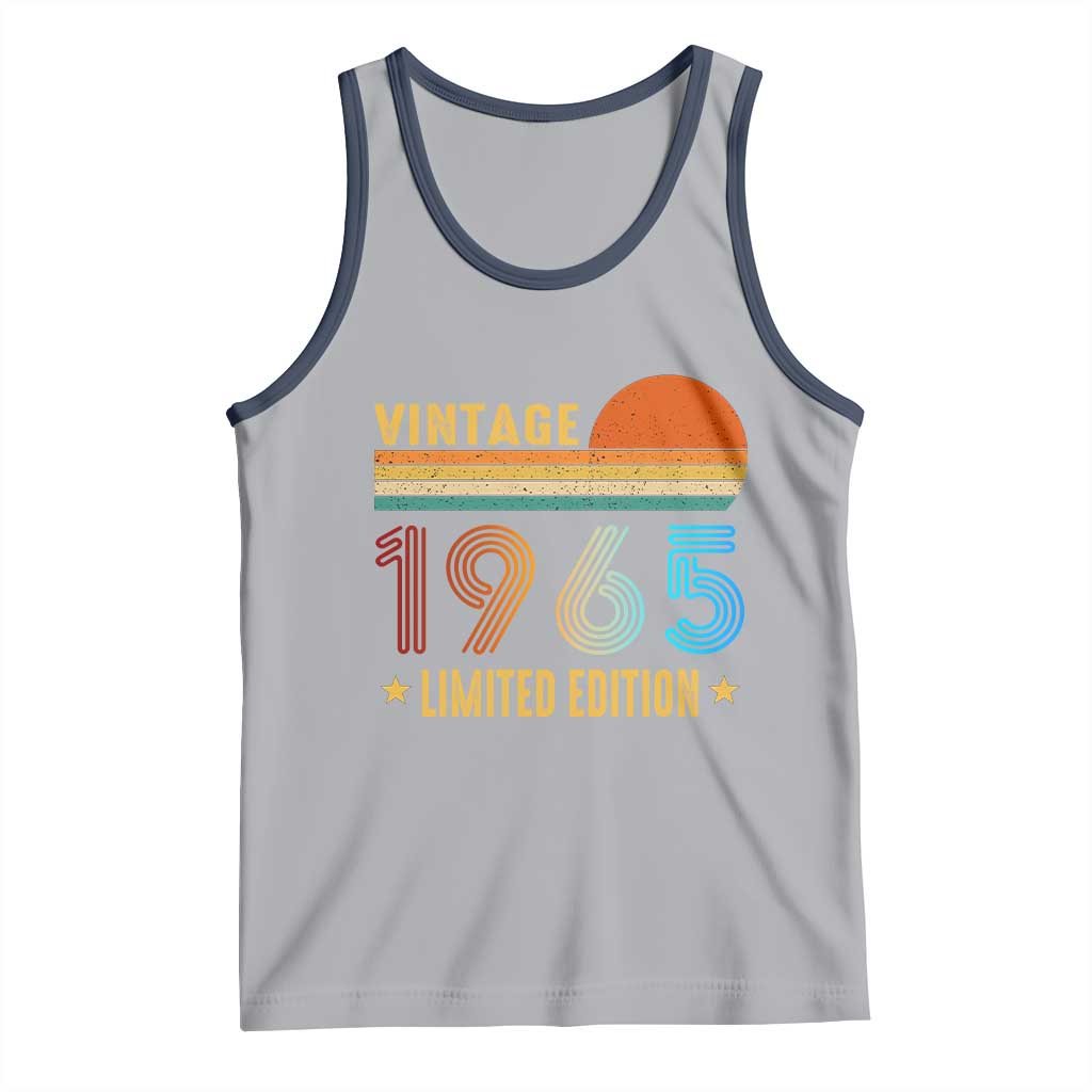 Funny Birthday Tank Top Vintage 1965 Limited Edition Bday Party TS11 Athletic Heather Navy Print Your Wear