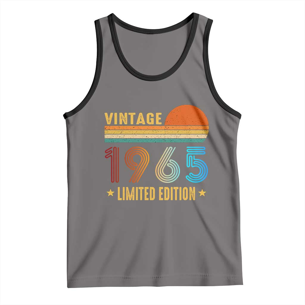 Funny Birthday Tank Top Vintage 1965 Limited Edition Bday Party TS11 Deep Heather Black Print Your Wear