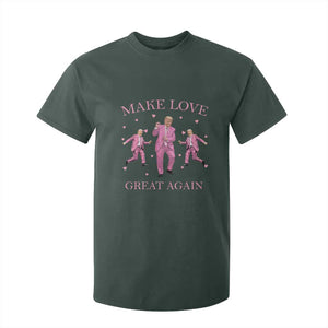Funny Trump Valentine's Day T Shirt For Kid Make Love Great Again Pink Trump Dance TS11 Dark Forest Green Print Your Wear