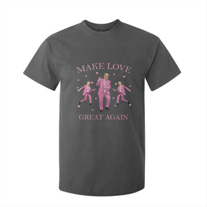 Funny Trump Valentine's Day T Shirt For Kid Make Love Great Again Pink Trump Dance TS11 Dark Heather Print Your Wear