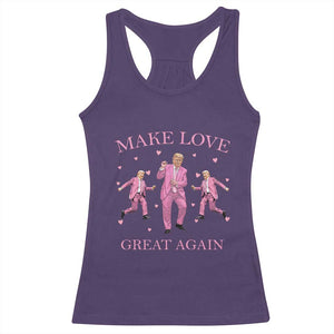 Funny Trump Valentine's Day Racerback Tank Top Make Love Great Again Pink Trump Dance TS11 Purple Print Your Wear
