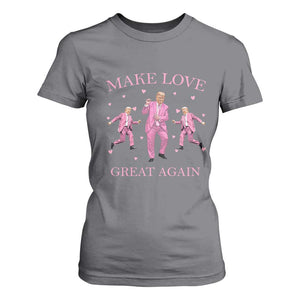 Funny Trump Valentine's Day T Shirt For Women Make Love Great Again Pink Trump Dance TS11 Charcoal Print Your Wear
