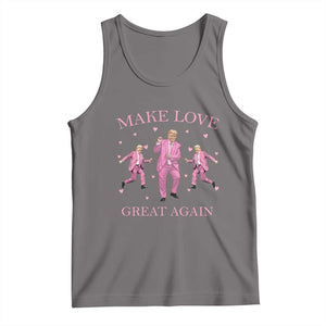 Funny Trump Valentine's Day Tank Top Make Love Great Again Pink Trump Dance TS11 Deep Heather Print Your Wear