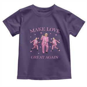 Funny Trump Valentine's Day Toddler T Shirt Make Love Great Again Pink Trump Dance TS11 Purple Print Your Wear