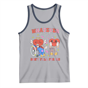 Funny Fall Physical Therapy Valentine's Day Tank Top Whatever You Do Don't Fall For Me Nurse TS11 Athletic Heather Navy Print Your Wear