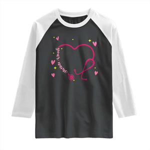 Personalized Valentine's Day Nursing Raglan Shirt Custom Name Nurse Doctor Heart Stethoscope TS11 Black White Print Your Wear