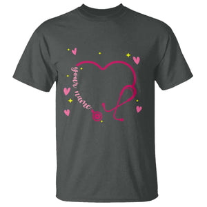 Personalized Valentine's Day Nursing T Shirt Custom Name Nurse Doctor Heart Stethoscope TS11 Dark Heather Print Your Wear