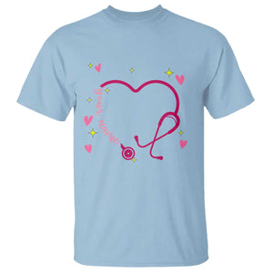 Personalized Valentine's Day Nursing T Shirt Custom Name Nurse Doctor Heart Stethoscope TS11 Light Blue Print Your Wear