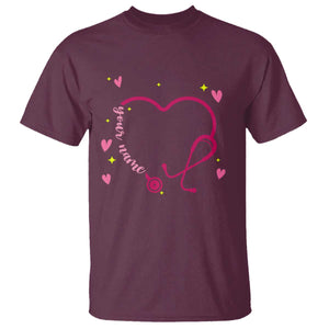 Personalized Valentine's Day Nursing T Shirt Custom Name Nurse Doctor Heart Stethoscope TS11 Maroon Print Your Wear