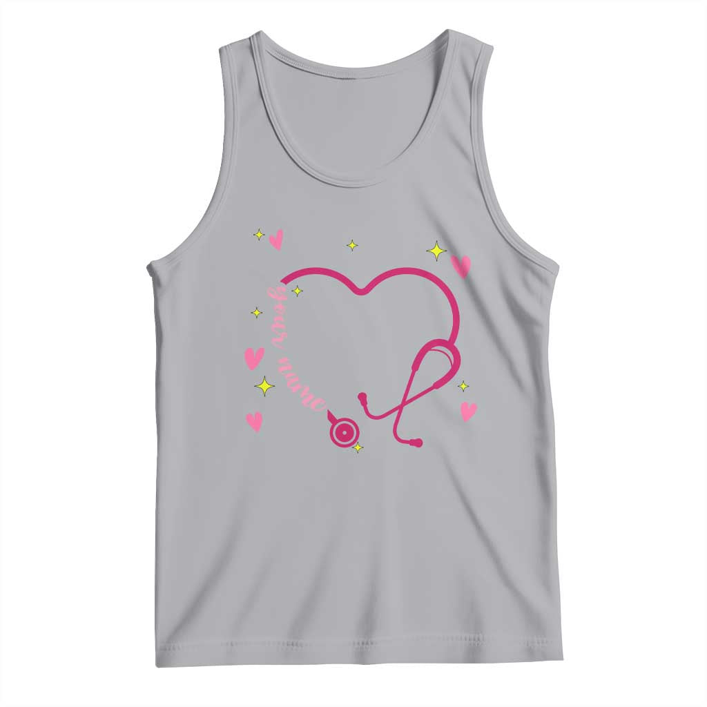 Personalized Valentine's Day Nursing Tank Top Custom Name Nurse Doctor Heart Stethoscope TS11 Athletic Heather Print Your Wear