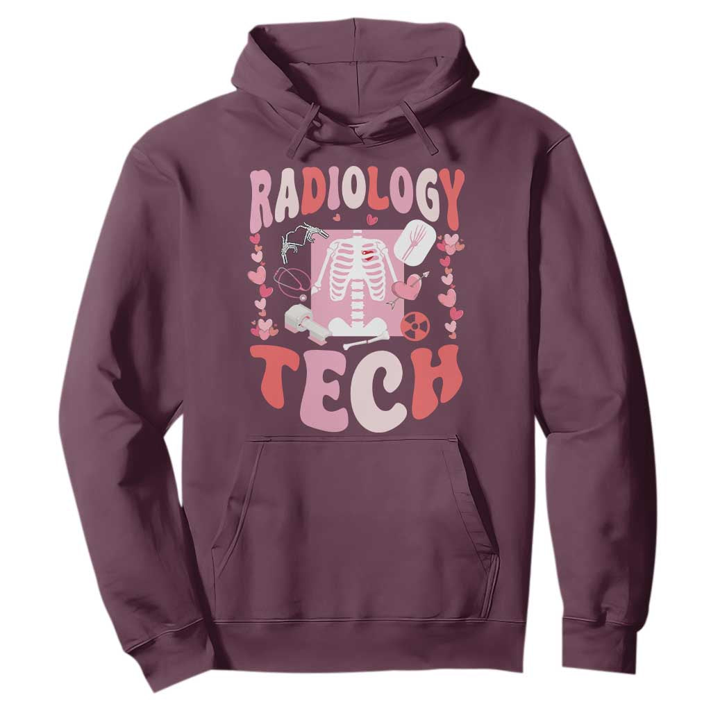 Funny Radiology Tech Valentine's Day Hoodie Rad Tech Nurse Xray Hearts TS11 Maroon Print Your Wear