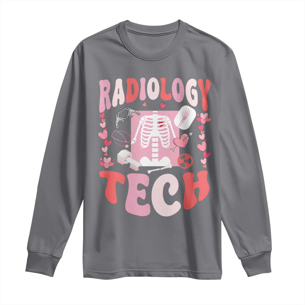 Funny Radiology Tech Valentine's Day Long Sleeve Shirt Rad Tech Nurse Xray Hearts TS11 Charcoal Print Your Wear